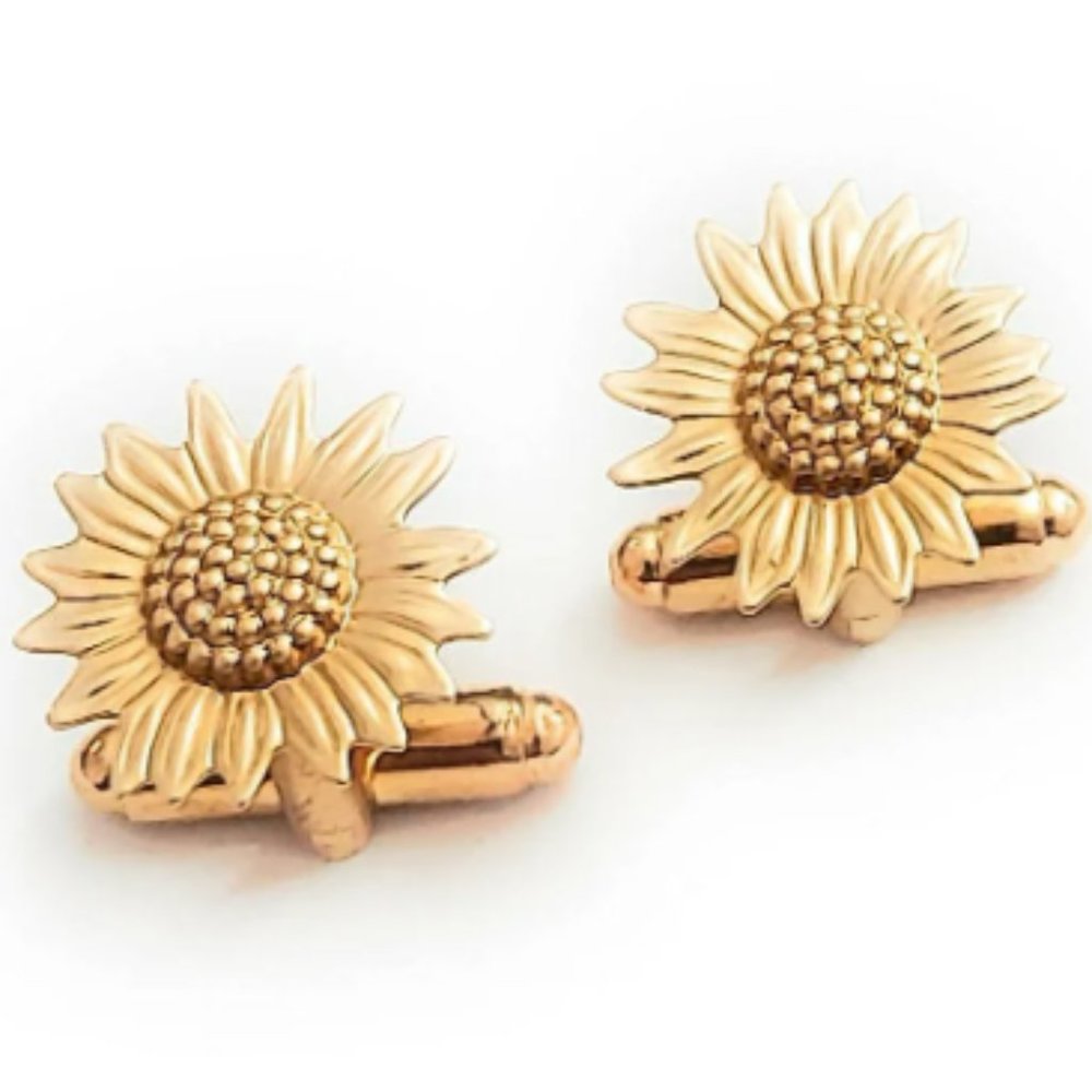 SUNFLOWER CUFF LINKS  CUFFLINKS BRASS HANDMADE